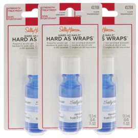 SALLY HANSEN Hard As  Wraps Nails STRENGTH TREATMENT 45288 Clear Lot of 3