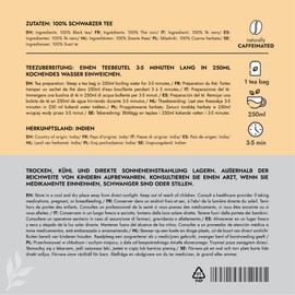 Black Tea by Alpi Nature, 120 Black Tea Bags, 180g 6.3 oz, Multipack of 6 x 20 Bags of 1.5g each, Dried Leaves for Preparing Herbal Infusions, Naturally Caffeinated