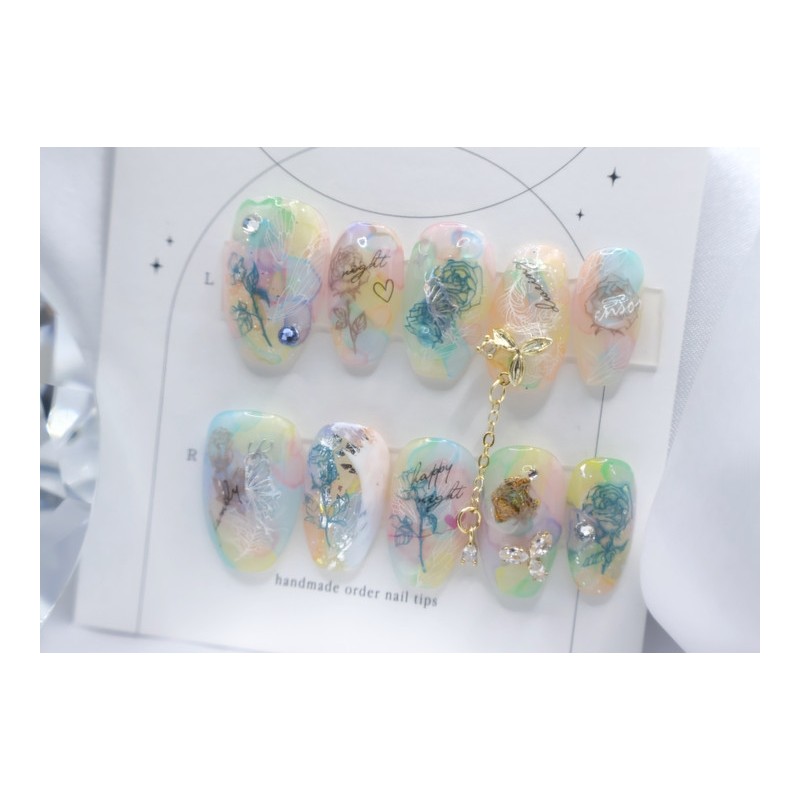 Handmade nail tips - Fiona - Short Almond / 수제네일팁