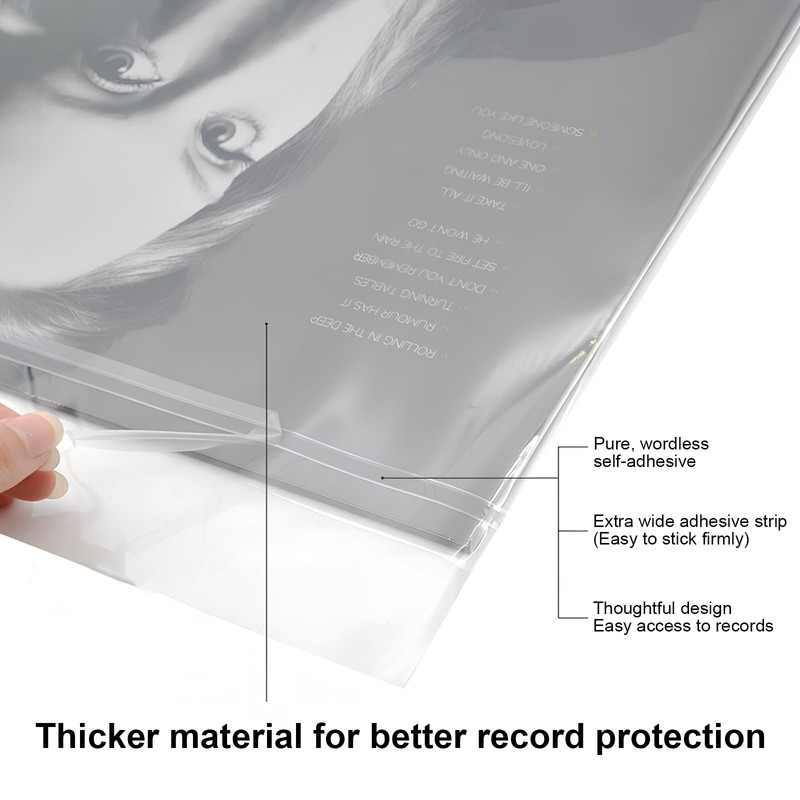 Tolenre 50 Vinyl Record Outer Sleeves, 7.4 x 7.4 Inches,
