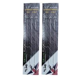 Twin Pack Fluorocarbon Leaders Ronnie Rig Spinner Swivel Booms 6 Booms (7.5 inch)