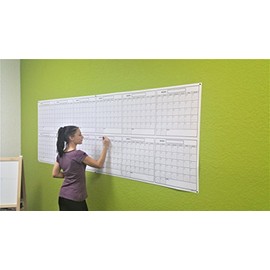 SwiftGlimpse 36" x 100" Large Jumbo Oversized Erasable Laminated Blank Annual Yearly Wall Calendar Poster, 12 Months, Reusable for Office, Academic or Home w/Free Erasable Marker
