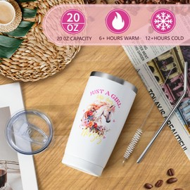 Splendest Horse Gift for Girls Horse Gifts for Horse Lovers 13pcs Gift Set with Tumbler Makeup Bag Socks Bracelet Ballpoint Pens Acrylic Keychain Birthday Gifts for Women Valentines Day Gifts for Her