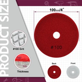 QUEFORET Diamond Polishing Pads Grit 100-12 Pieces Wet Polishing Discs 100 mm for Granite Marble Quartz Artificial Stone for Angle Grinder