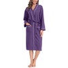 Vlazom Waffle Dressing Gowns Unisex Kimono Robe Cotton Lightweight Bathrobe