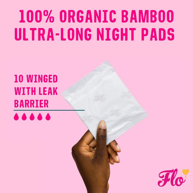 FLO Organic Ultra Long Night Pads (10 Pads)
