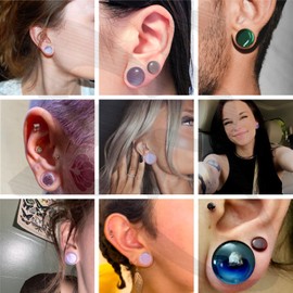 ZS 1 Pair Double Flared Gauges for Ears, Solid Glass Ear Gauge Plugs Earrings for Women Men, Colorful Ear Stretch Expanders 2G 0G 00G 1/2" 9/16" (Green, 2G)