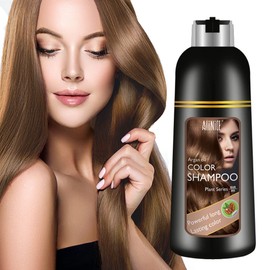 ALINICE Hair Color Shampoo for Gray Hair – Enriched Color Shampoo Hair Dye Formula – 3 in 1 with Natural Ingredients – Long Lasting & DIY 500ml(light brown)