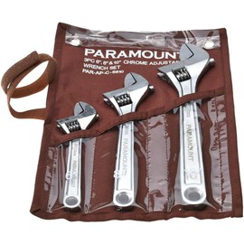 Paramount Chrome Finish 3 Piece Adjustable Wrench Set: 6", 8", and 10"