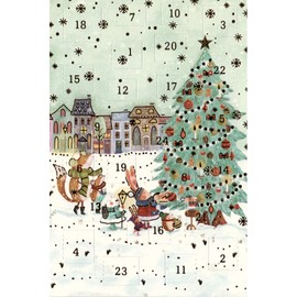 Advent Calendar Greeting Cards, Set of 5, Nostalgic, Gold Embossing Art Card, Merry Christmas, Santa, Father Christmas, Winter