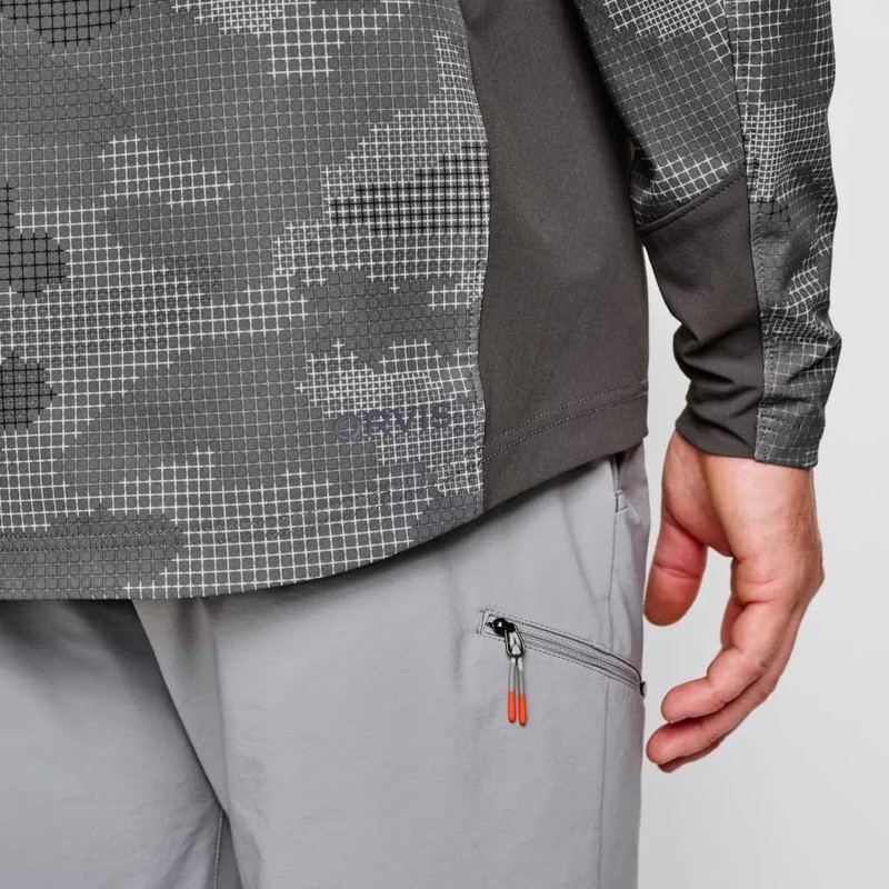 Orvis Men's PRO LT Softshell Pullover, Steel Camo - Large