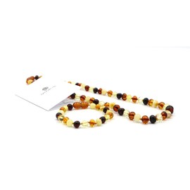 Amber Necklace & Bracelet Gift Set, Multiple Colours, Unisex, Necklace 32 cm, Bracelet 14 cm, Baltic Amber Chain, amber, Amber