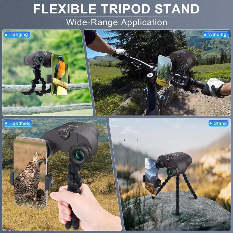 12x25 Ultra HD Binoculars for Adults with Phone Adapter and