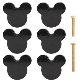 Waifairphy Wooden Mouse Cabinet Knobs with 2 Different Size Screws for Dresser Drawers,Wood Dresser Knobs for Kids Bedroom and Bathroom Decor,Kids Drawer pulls 6 Pack,Nursery Dresser knobs for Kids