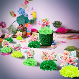 Gyufise 9 Pack Hawaii Luau Honeycomb Centerpieces Tropical Aloha Flower Party Decorations for Table Hawaii Table Toppers Paper Centerpieces for Tropical Luau Party Supplies Multi