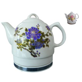FixtureDisplays Ceramic Electric Kettle Peony Electric Ceramic Kettle 2-tone Ceramic Teapot