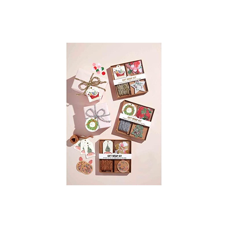 Mud Pie Gift Wrap Kit, Wreath, 5 1/2" x 6"