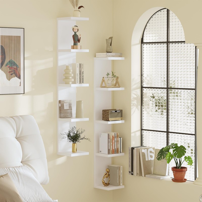 LitaEther 5 Tier White Lack Wall Shelf - Multi-Functional Display