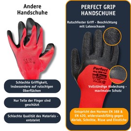 Gardazon Work Gloves Men's Perfect Grip - Size 9, 6 Pairs - Foam Latex Coated, Cut and Tear Resistant, Mechanic Gloves, Maximum Protection Assembly Gloves, Protective Gloves