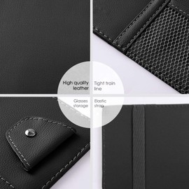 Leather Car Sun Visor Organizer with Net & Zipper, Ultra Light, Ultra Thin Design, Auto Interior Accessories Storage Pocket Pouch Car Truck Sun Visor Case Bag