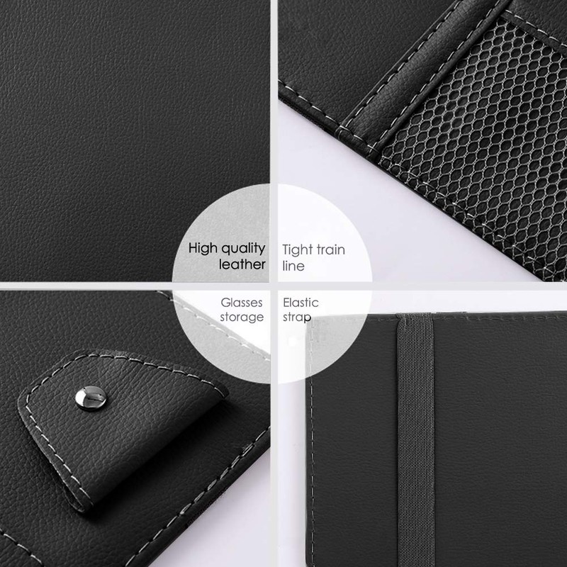 Leather Car Sun Visor Organizer with Net & Zipper, Ultra