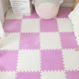 Pomya Alfombra de Piso Entrelazada de Espuma de Felpa, Fácil Instalación, Suave Antideslizante, Fácil de Limpiar, Suave y Afelpada, Alfombra de área de Azulejos de Espuma Espesa