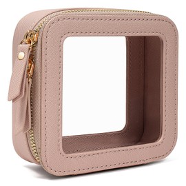 LETGO Clear Makeup Bags Case,TSA Approved Toiletry Bag with Zipper,Mini Clear Makeup Pouch Purse Small Organizer Travel Car Essentials Storage (Mini Nude)