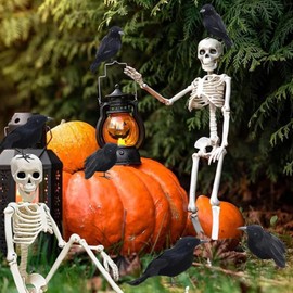 Spooky Party Home Decor, Cuervos Halloween Juego de 6 Piezas, Accesorios para Fiestas de Halloween, Cuervos Negros Artificiales, Plumas Falsas, Cuervos, para Fiesta,Interior y Exterior