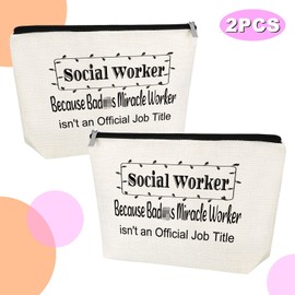 Gfhzdmf 2PCS Social Worker Thank You Gifts for Social Worker Gifts Cosmetic Bag Social Work Appreciation Gift for Volunteer Coworkers Birthday Graduation Gift for Colleague Travel Makeup Pouch