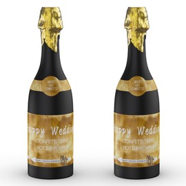 POPUPARTY Champagne Bottle Party Popper - 15.3'' (2 Pcs.) - Gold Confetti for Birthday, Wedding, Celebration, New Year, Party Decoration