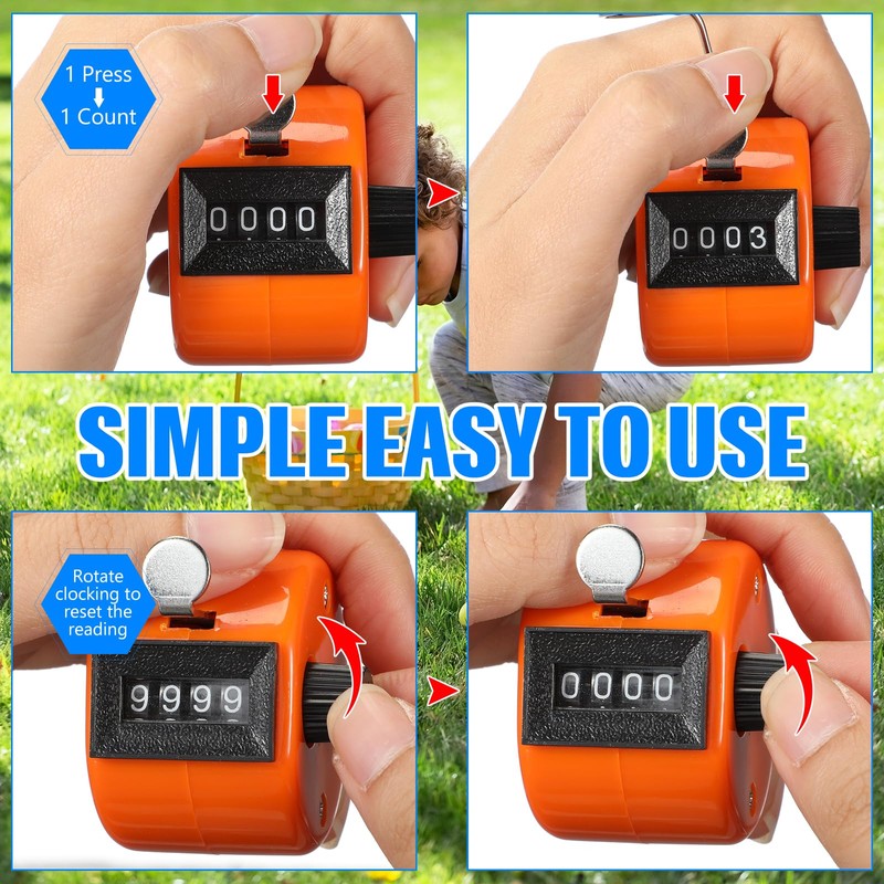 6 Pack Hand Tally Counter 4 Digit Mechanical Palm Click
