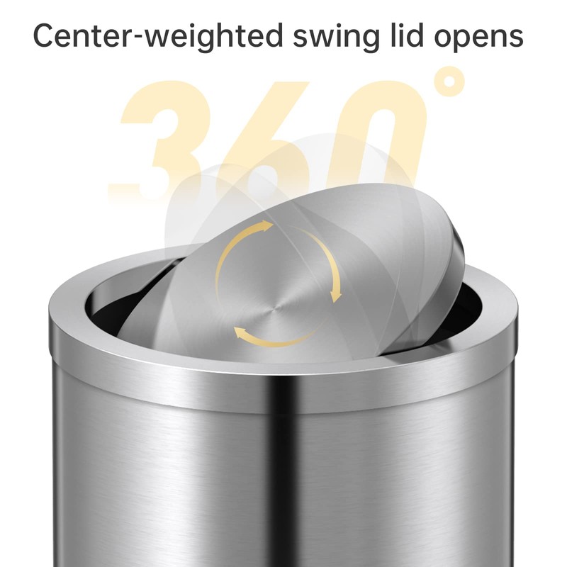 Mbillion Small Trash Can with Swing Lid 2.4 Gallons/9 Liter,