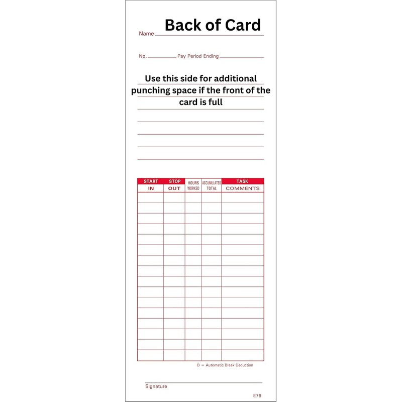 1000 Lathem 7000E and 7500E Time Clock Cards, E79 Compatible