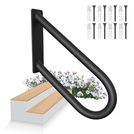 UCANVIN Handrails for 1-2 Outdoor Stairs, 20" Wall Mount Railings for Outdoor Steps, U-Shaped Stair Railing Outdoor Non-Slip Porch Railing U Shape Stair Handrails for 1-2 Steps Outdoor Garage,φ1.3"Pip