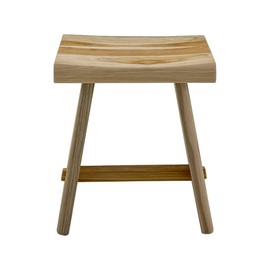 Nordic Teak Natural Teak Shower Stool with Curved Seat & Shelf | Spa-Style Bench for Bath | Shower | SPA | Pool | Patio | Select Grade (Natural Salem)