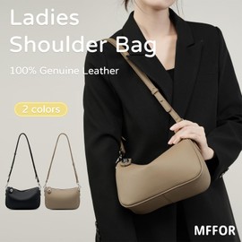 MFFOR Women's Shoulder Bag, Genuine Leather, Crossbody Bag, Compact, Crossbody Bag, Lightweight, Small, Stylish, Cute, Simple, Casual, Popular, beige, (greige)