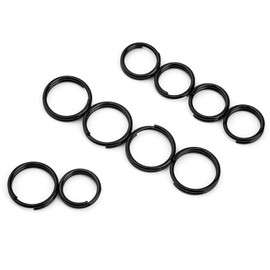 TIMULTI Titanium Key Ring Black Keychain Ring Small Black Round Hook Mini Thin Double Ring Round Carabiner Keychain Metal Hardware Rust-proof Lightweight DIY Crafts Outer Diameter 10/12/14mm (10mm/5