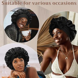 ZSPERKLA Satin Bonnet Silk Bonnet for Sleeping, Double Layer Hair Bonnet with Tie Band for Women