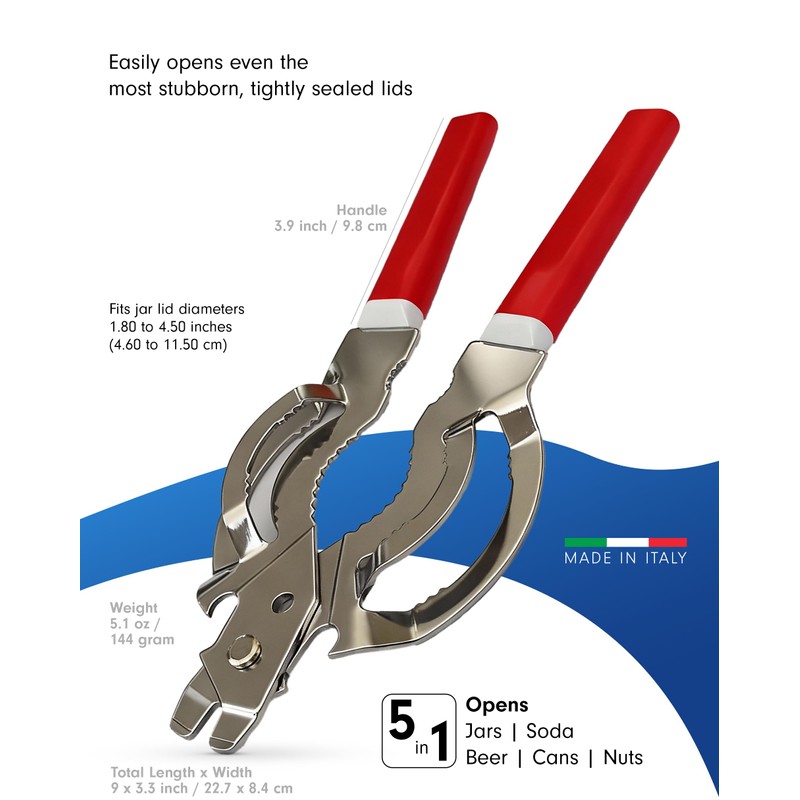 Tredoni Jar & Bottle Opener, Easy Wrench Grip/Tighten Lid Opener,
