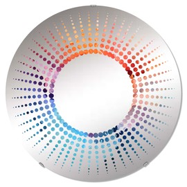 DesignQ Coral Blend Bubbles - Soda Starburst Food & Beverage - 32 Inches - Round Decorative Wall Mirror for Bathroom, Bedroom, Entryway, Living Room, Vanity Room and Modern Décor