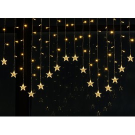 BLOOMWIN Christmas Star Fairy Lights 2m * 1m Xmas Window Decorations Curtain Lights USB Powered with Remote - 16 Stars 104LEDS 8 Lighting Modes Warm White