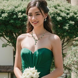 Clearine Wedding Jewellery Set for Women Bride, Y Necklace Dangle Earrings Set Impressive Crystal Teardrop Leaf Flower Cluster Prom Jewellery for Bride Bridesmaid Emerald Gold Tone, Crystal