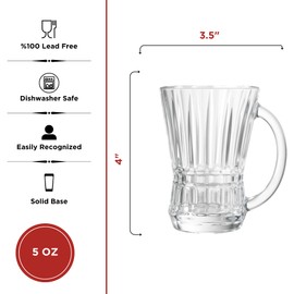yersiz Clear Glass Coffee and Tea Cups with Handle, Set of 12, 5 oz (150 ml) Glass Mugs for Espresso, Cappuccino, Latte, Mocha, Macchiato, Hot and Cold Beverages, Turkish Tea Glasses, Dishwasher Safe