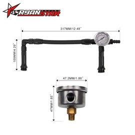 RYANSTAR RACING AN6 Dual-Feed Double Pump Braided Fuel Line with 0-150Psi Vacuum Pressure Gauge Compatible with Holley 4150 Carburetor