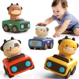 HBKUUY 4 Piezas De Press and Go Juguetes De Coches,Juego De Coches De Carreras De Animales, Adecuado para Regalos De Cumpleaños Infantiles