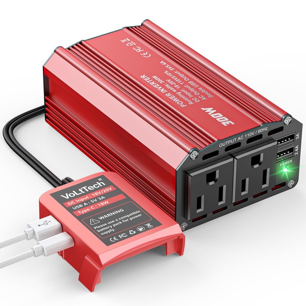 300W Power Inverter 18V to 110V for Milwaukee Battery: VoLtTech
