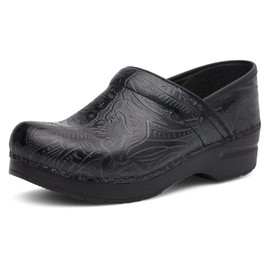 Dansko Women’s Professional Slip-On Clogs –Rocker Sole and Arch Support for Comfort-Ideal for Nursing, Food Service, Healthcare Black Tooled 11.5-12 M US
