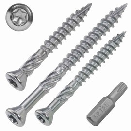 SCREW REBEL Decking Screws ST-FIX Stainless Steel A2 5.0 x 50 mm - Pack of 200 Including S2 Bit, TX 25, Decorative Countersunk Head, End Mill, Cut Tip, Flooring Screw Waxed