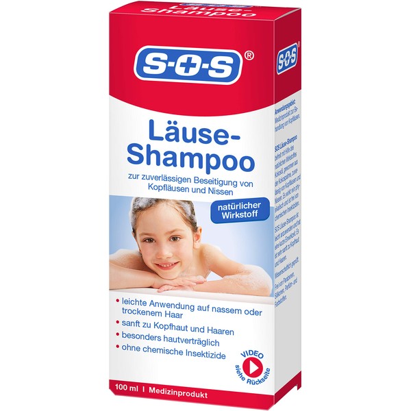 SOS Lice Shampoo | Elimination of Nits + Head Lice | With Natural Active Ingredient for Children from 3 Years + Adults | Lice Agent Hair | 1 x 100 ml