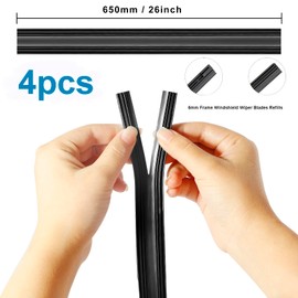 4pcs Wiper Blade Refill Silicone Replacement Wiper Blades Refills,Automotive Replacement Windshield Wiper Refills (6mm -Frame)